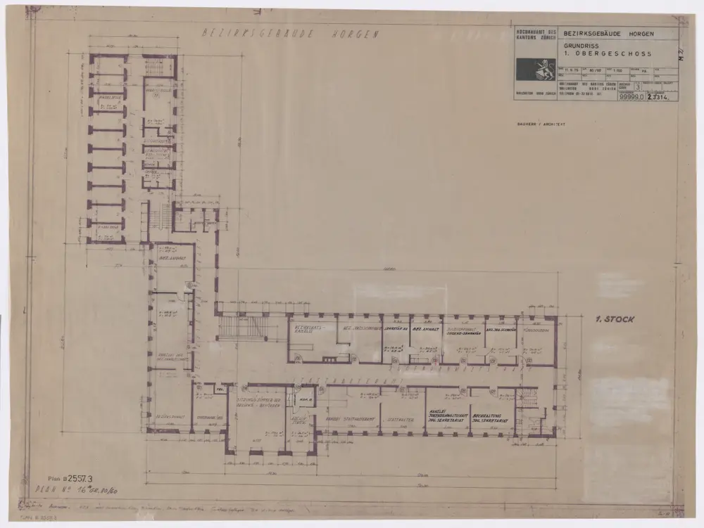 Horgen: Bezirksgebäude: 1. Stock; Grundriss