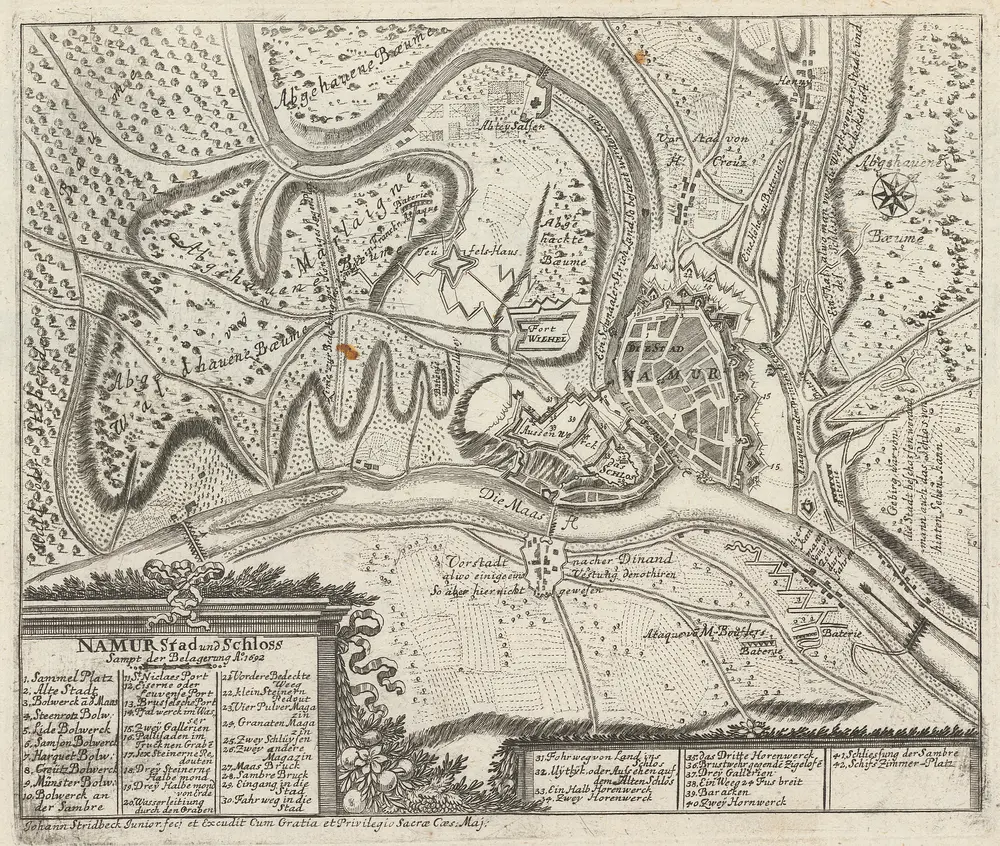 Namur Stad und Schloss Sampt der Belagerung Ao. 1692 [Karte], in: [Niederland nach denen XVII Provincien eingetheilet], S. 60.