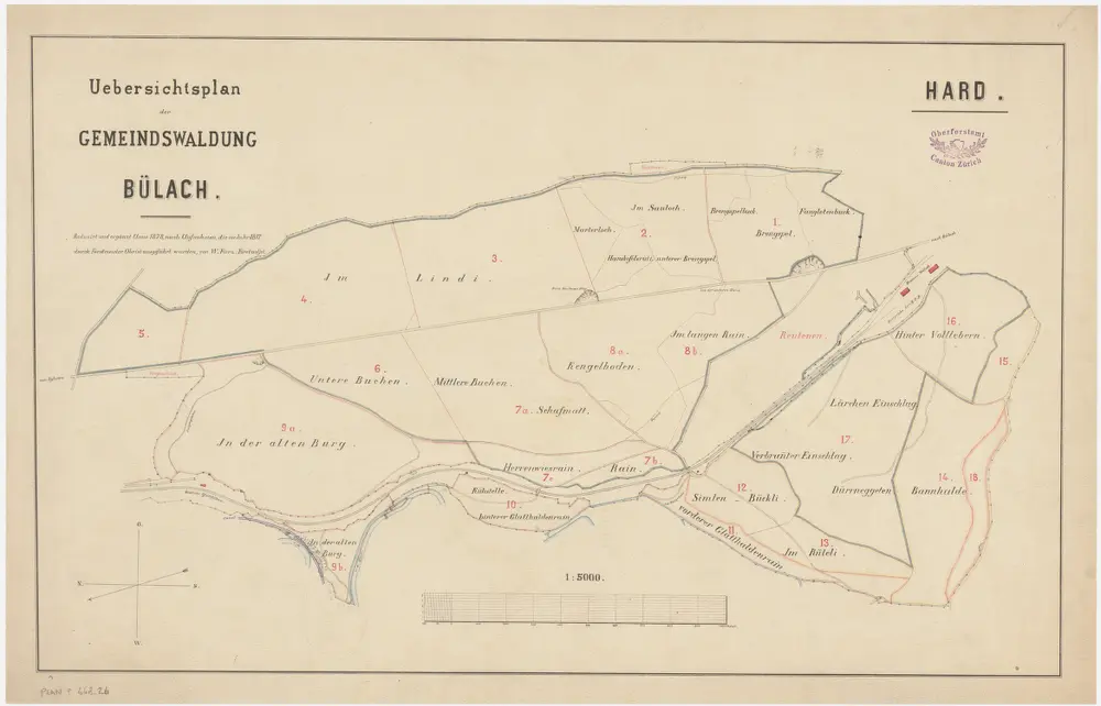 Bülach, Bachenbülach, Hochfelden: Gemeindewaldungen Bülach und Bachenbülach: Bülach: Hard; Grundriss