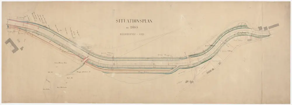 Wülflingen: Von der Bodmermühle (später Wespimühle) bis Hard, Tösskorrektion; Situationsplan (Töss-Gebiet Nr. 42 h)