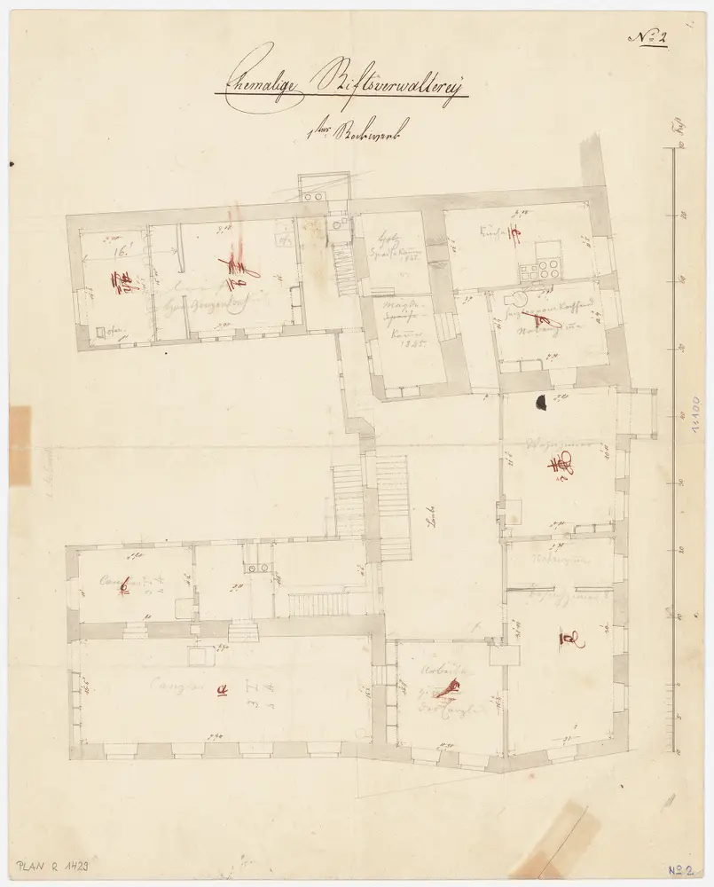 Zürich: Ehemaliges Verwaltungsgebäude des Grossmünsterstifts, 1. Stock; Grundriss (Nr. 2)