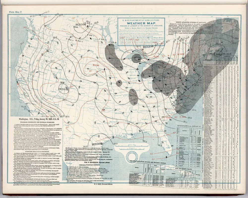 (United States) Weather Map.  January 18, 1901.