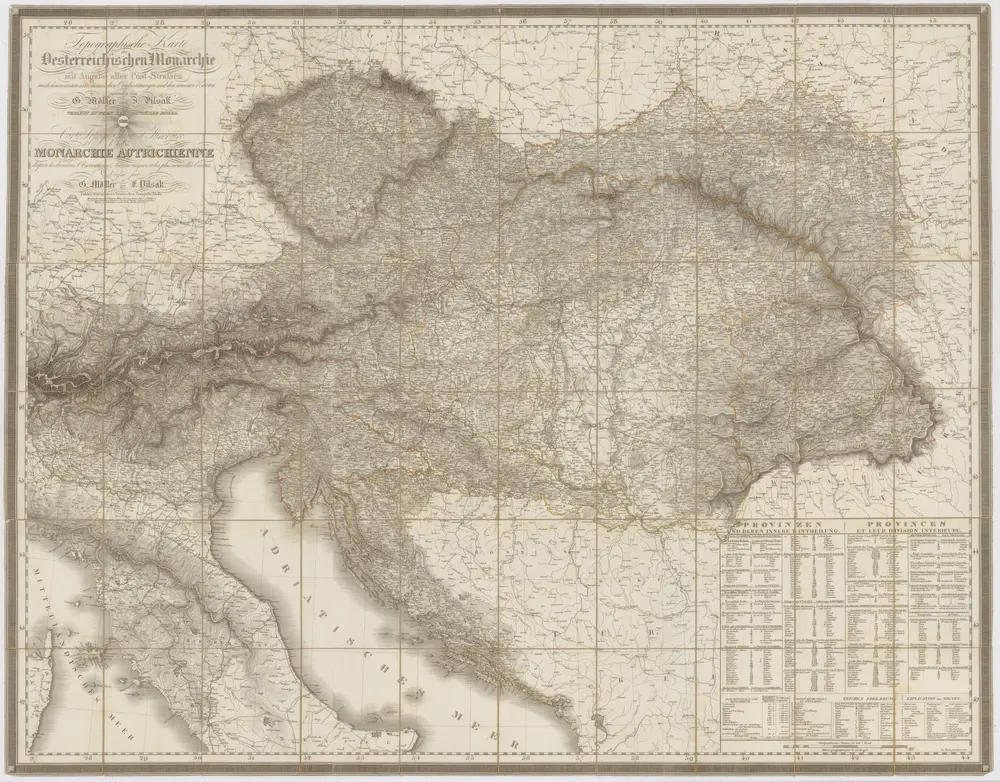 Topographische Karte der Oesterreichischen Monarchie mit Angabe aller Post-Strassen