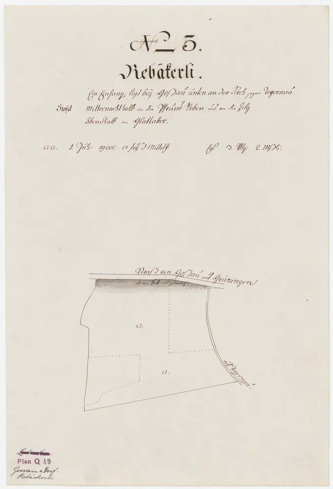 Nr. 3: Zehntengut Rebäckerli, unter der Kirche Gossau gegen Tägernau gelegen; Grundriss