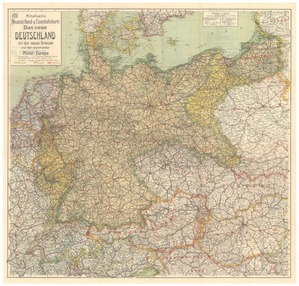 Mittelbachs neueste Hand- u[nd] Eisenbahnkarte