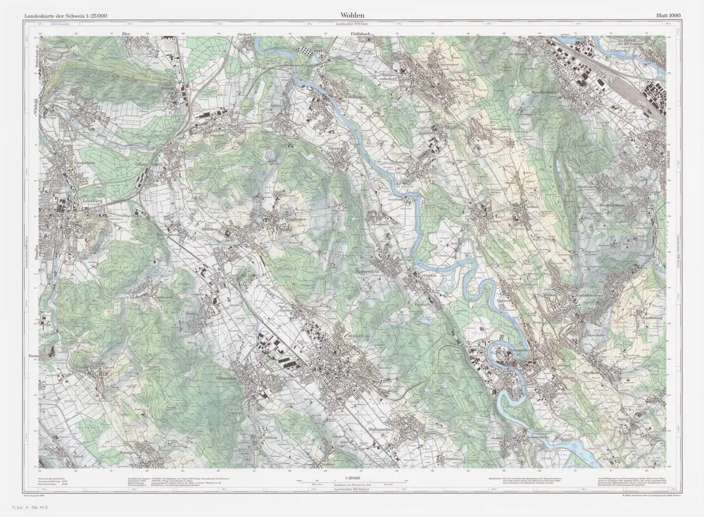 Landeskarte der Schweiz 1 : 25000: Den Kanton Zürich betreffende Blätter: Blatt 1090: Wohlen AG