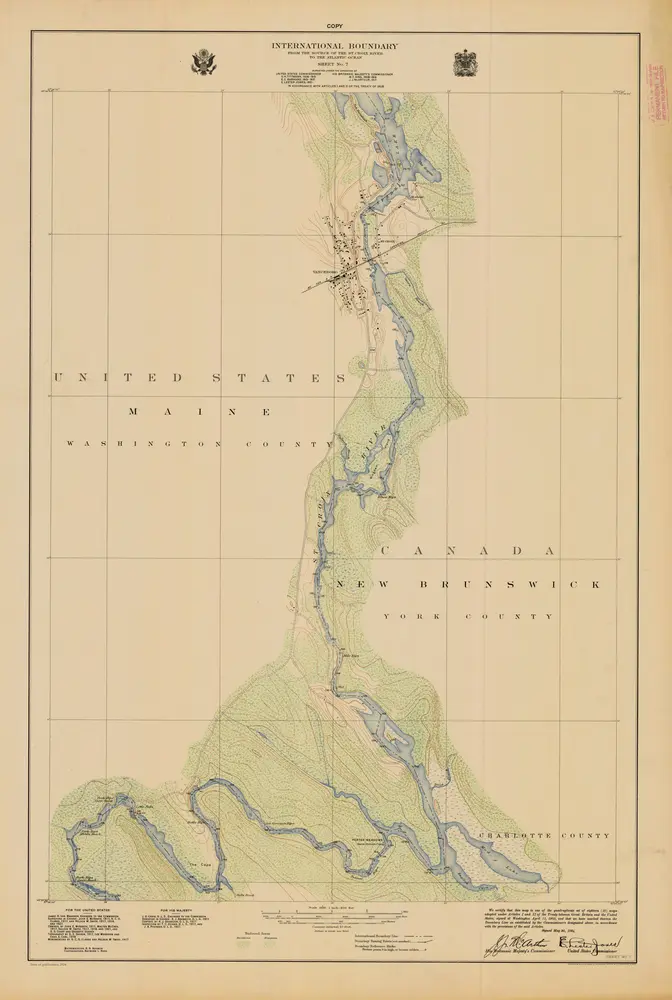 International Boundary, From the Source of the St. Croix River to the Atlantic Ocean, Sheet No. 7