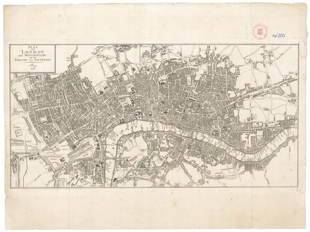 Plan von London und Westminster mit der Borough von Southwark