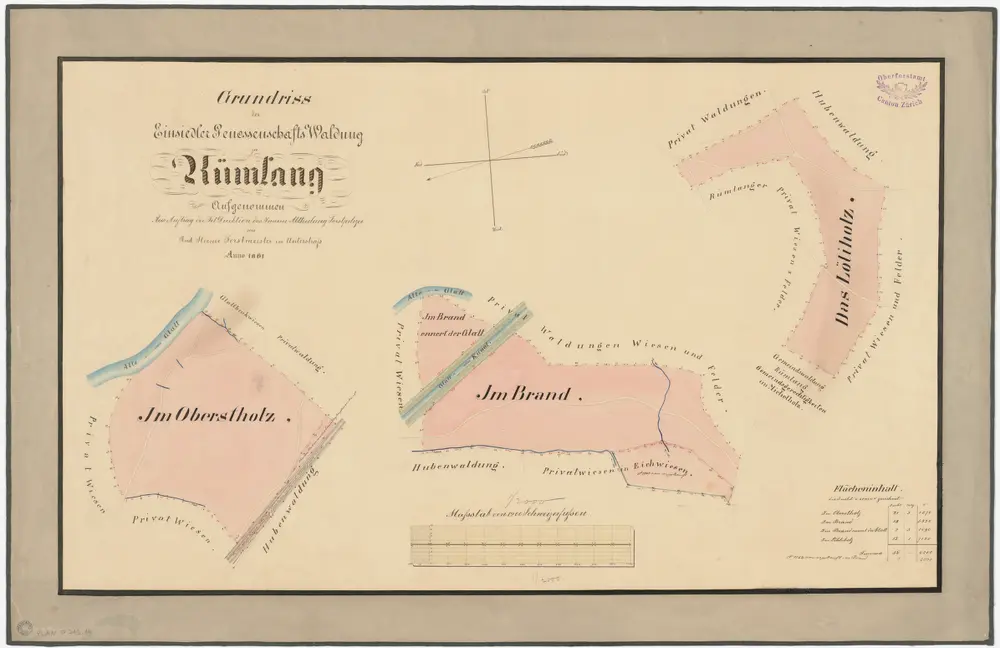 Rümlang: Gemeinde-, Genossenschafts- und Hubengenossenschaftswaldungen: Einsiedlergenossenschaftswaldungen Oberstholz, Brand, Löhli (Lööliholz); Grundrisse