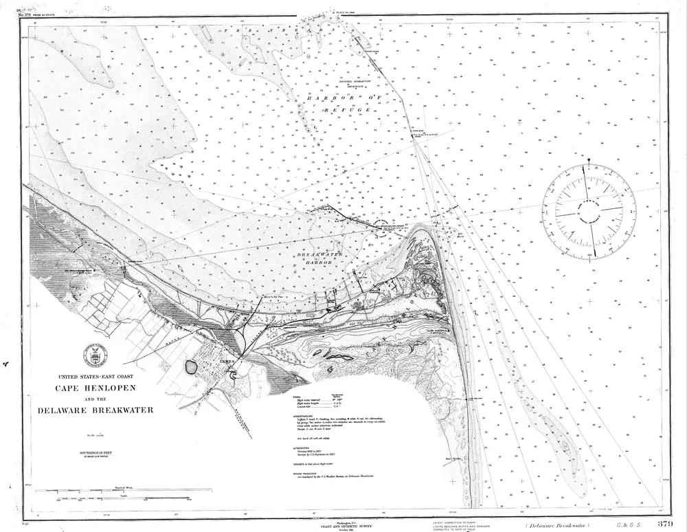 Navigation Chart of Cape Henlopen and the Delaware Breakwater