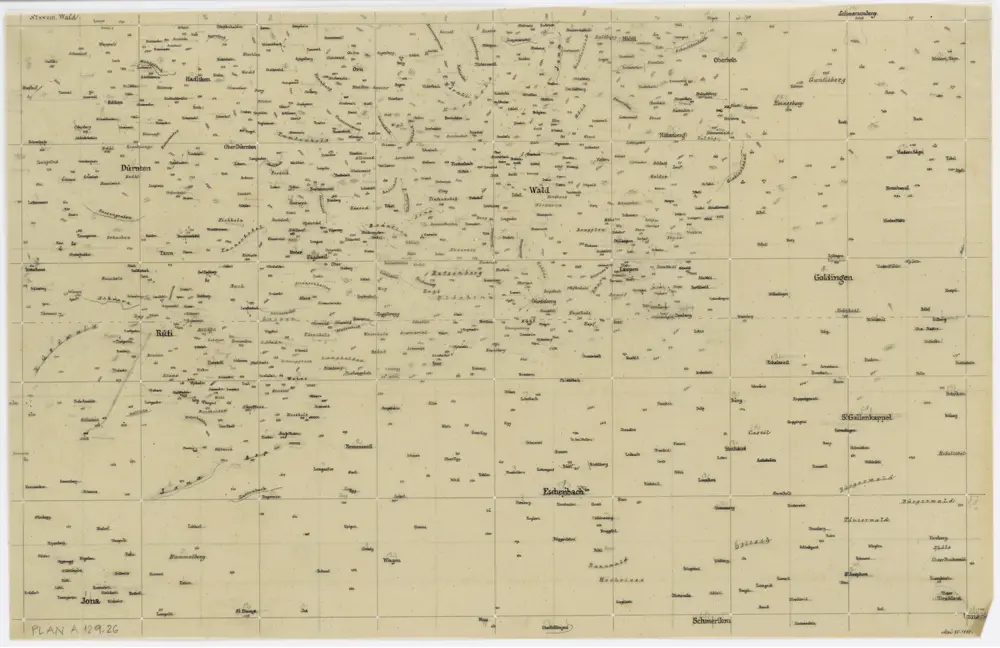 Vorlagen für die Topographische Karte des Kantons Zürich (Wild-Karte): Schrift-Pausen: Blatt XXVIII: Wald