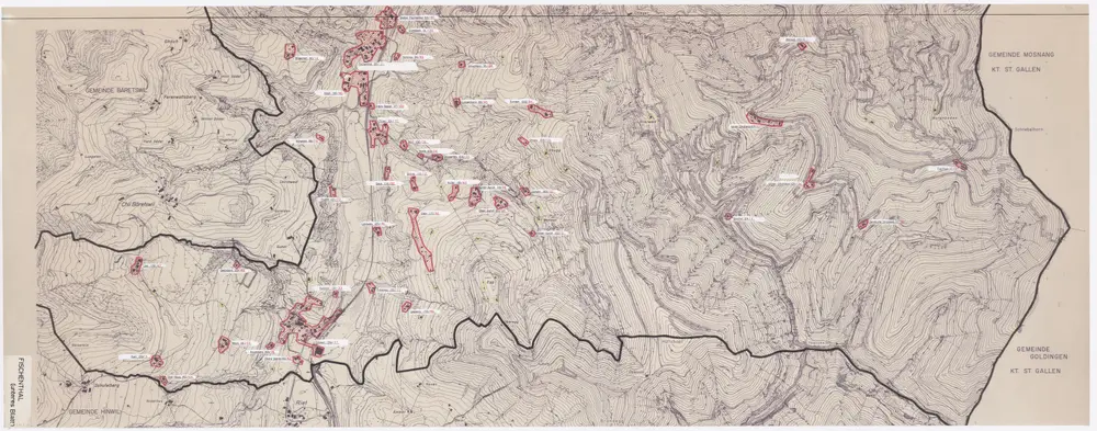 Fischenthal: Definition der Siedlungen für die eidgenössische Volkszählung am 01.12.1970; Siedlungskarte: Teilkarte 2: Südlicher Teil