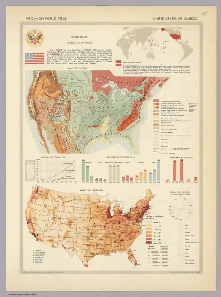 United States of America.  Pergamon World Atlas.