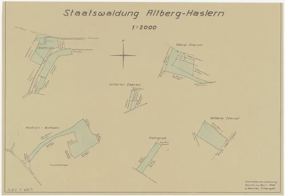 Weiningen, Geroldswil, Oetwil an der Limmat, Dänikon, Dällikon: Staatswaldungen: Weiningen, Geroldswil: Hochrüti, Bichslen (Bichseln), Oberer, Unterer und Mittlerer Äbersol (Ebersol), Kohlgrub; Grundrisse