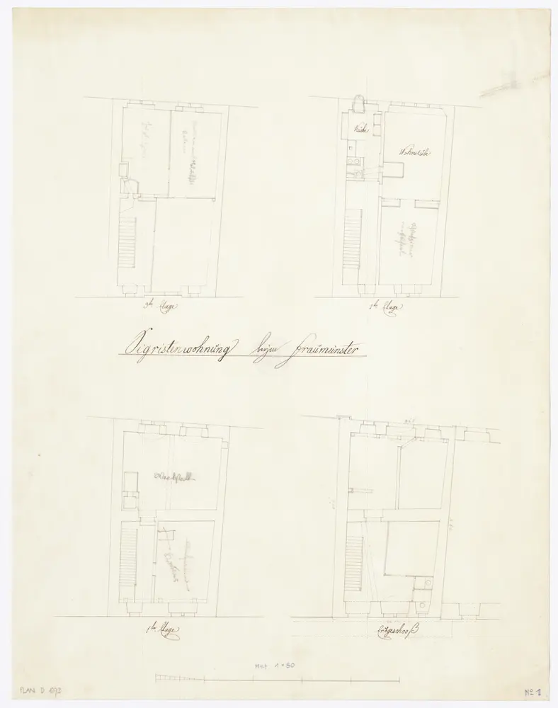 Sigristenwohnung beim Fraumünster, Badergasse: Grundrisse (Nr. 1)