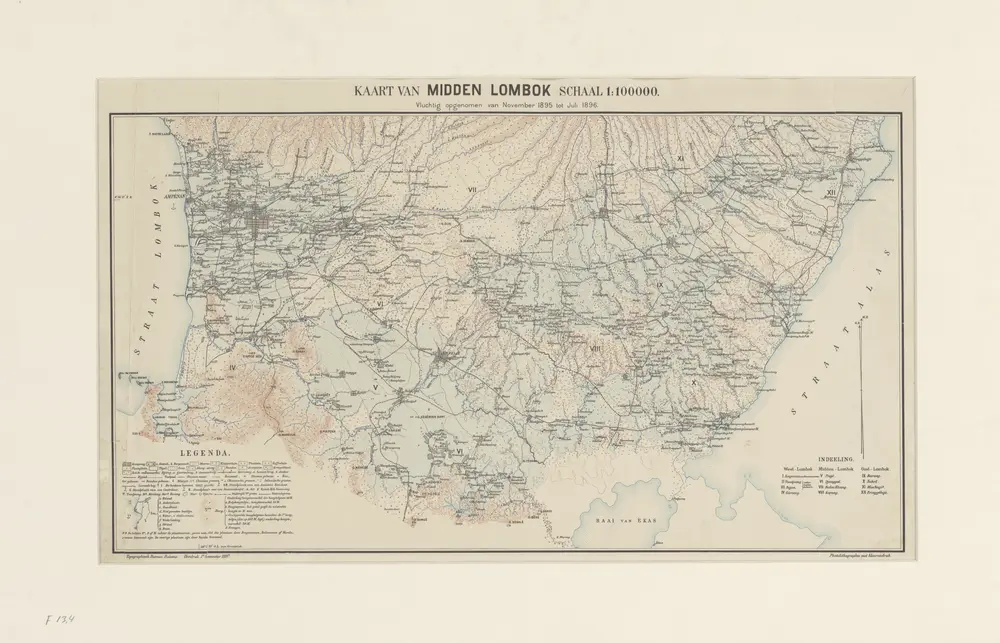 Kaart van Midden Lombok : vluchtig opgenomen van November 1895 tot Juli 1896 / [Topographisch Bureau]