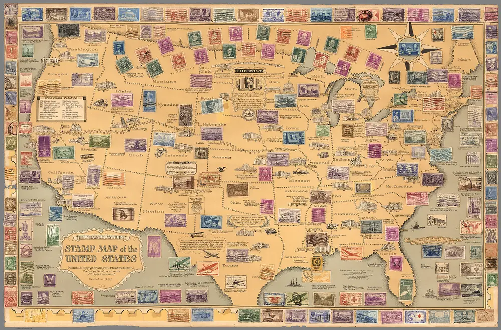 The Philatelic Institute's : Stamp map of the United States