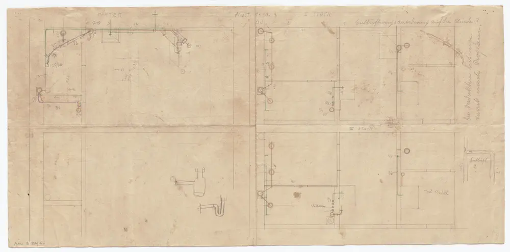 Horgen: Bezirksgebäude und katholisches Kirchgemeinde- und Pfarrhaus: Katholisches Kirchgemeinde- und Pfarrhaus, Südfassade und Ostfassade, Erdgeschoss, 1. Stock und 2. Stock; Ansichten und Grundrisse