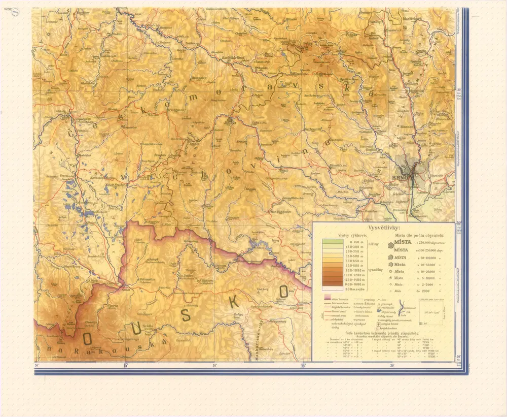 Podrobná nástěnná školní mapa Československé Republiky, část 1.: Čechy