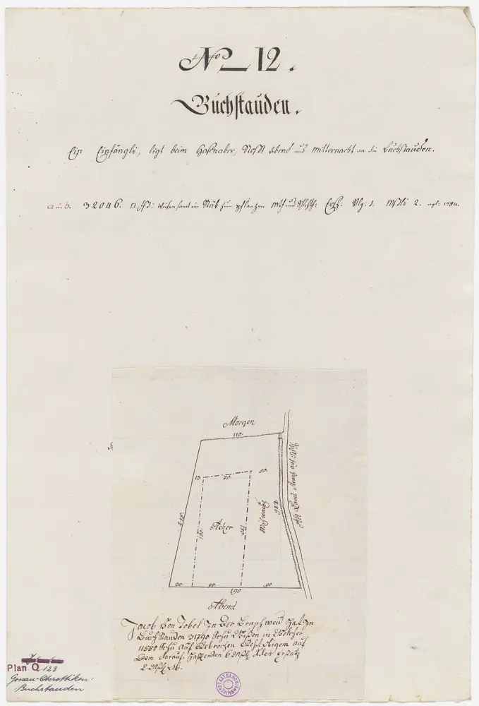 Gossau-Oberottikon, Nr. 12: Zehntengut Buchstauden, beim Hasenacker zwischen Oberottikon und Oberböndler gelegen; Grundriss