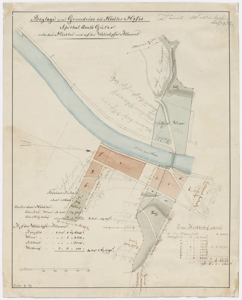 Wollishofen: Dem Spital Zürich gehörende Güter unter dem Höckler und auf der Allmend; Beilage zum Grundriss