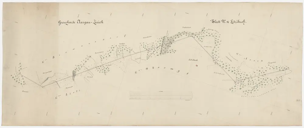 Grenze zwischen den Kantonen Zürich und Aargau bei Litzibuch AG; Grundriss (Blatt 14)