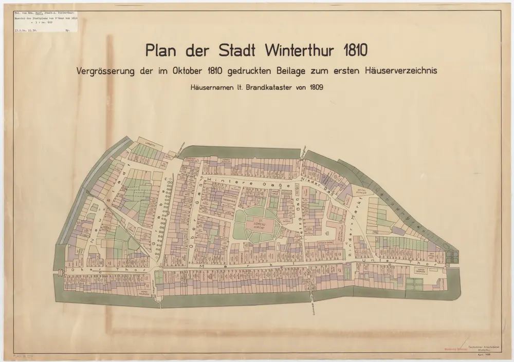 Winterthur: Altstadt um 1810; Übersichtsplan