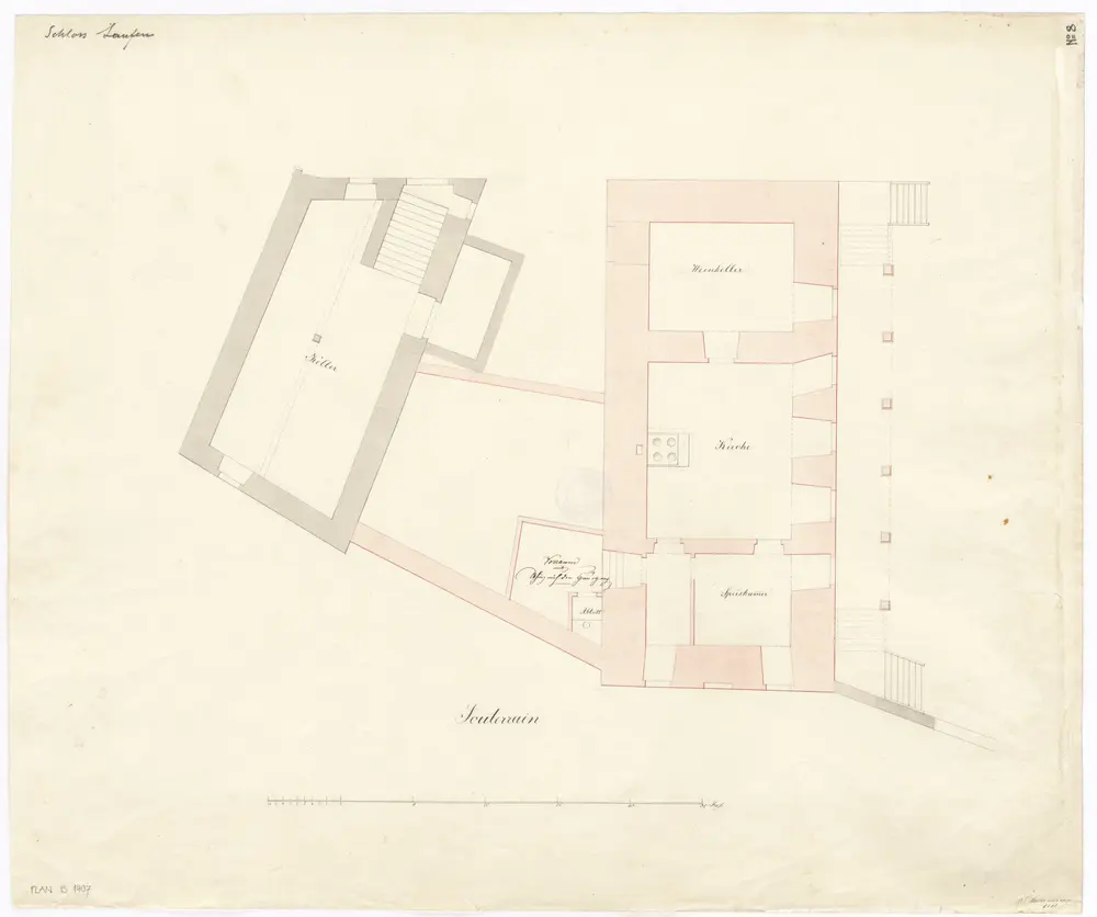 Laufen-Uhwiesen: Schloss Laufen, Untergeschoss; Grundriss (Nr. 8)