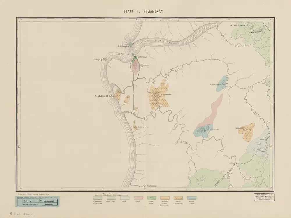 Pemangkat / [nach eigenen Wahrnehmungen und denen der Bergingenieure C.J. van Schelle und M. Koperberg zusammengetellt vom Oberbergingenieure N. Wing Easton ; gezeichnet von A.L.E. Gaston]