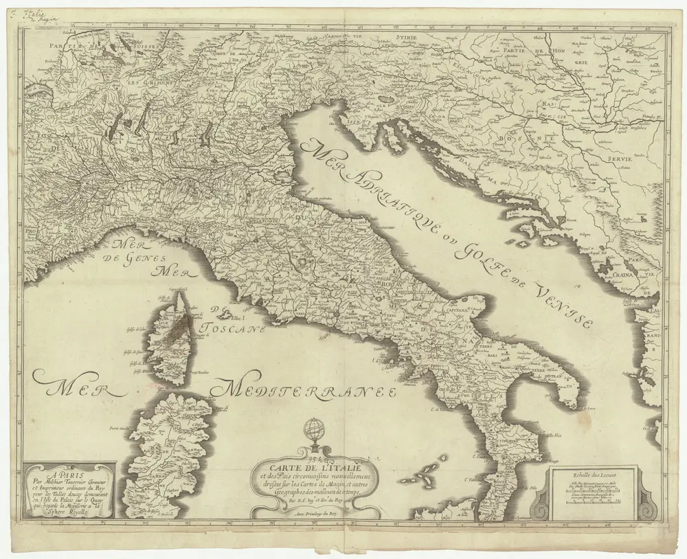 Carte de l'Italie et des pais circonuoisins