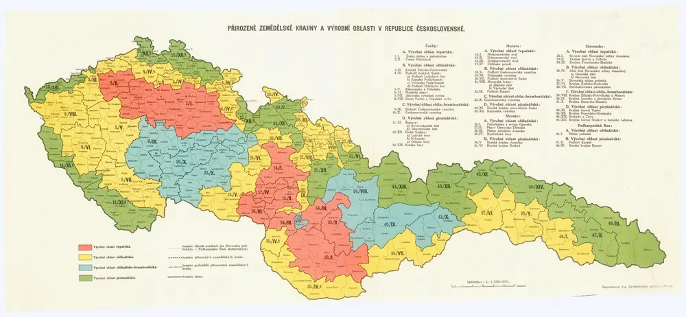 Přirozené zemědělské krajiny a výrobní oblasti v Republice československé