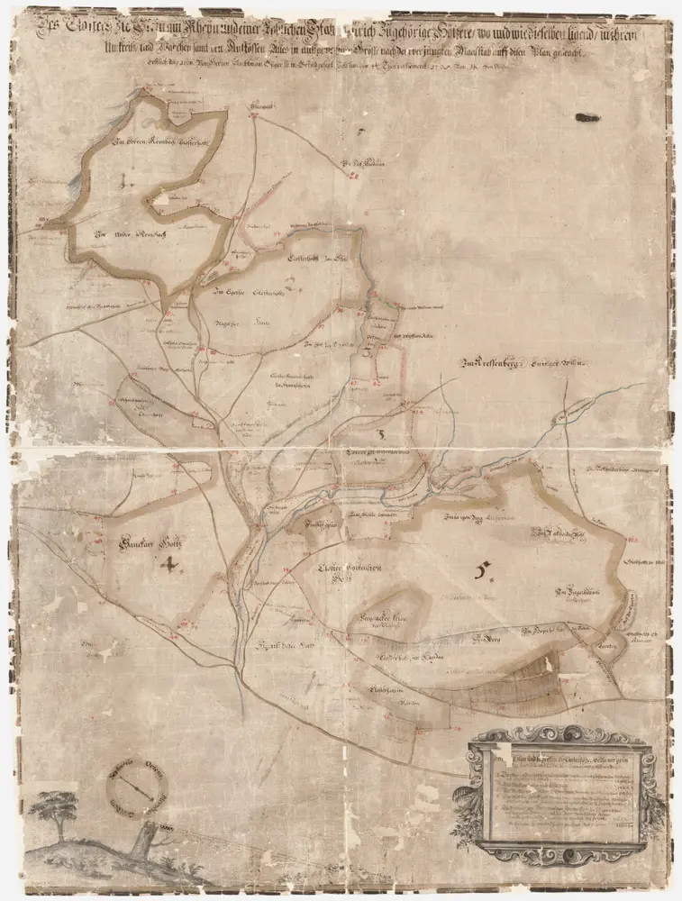 Stein am Rhein SH, Hemishofen SH: Dem Kloster Stein und der Stadt Zürich gehörende Waldungen in der Gegend zwischen Rieden und Hemishofen; Grundriss