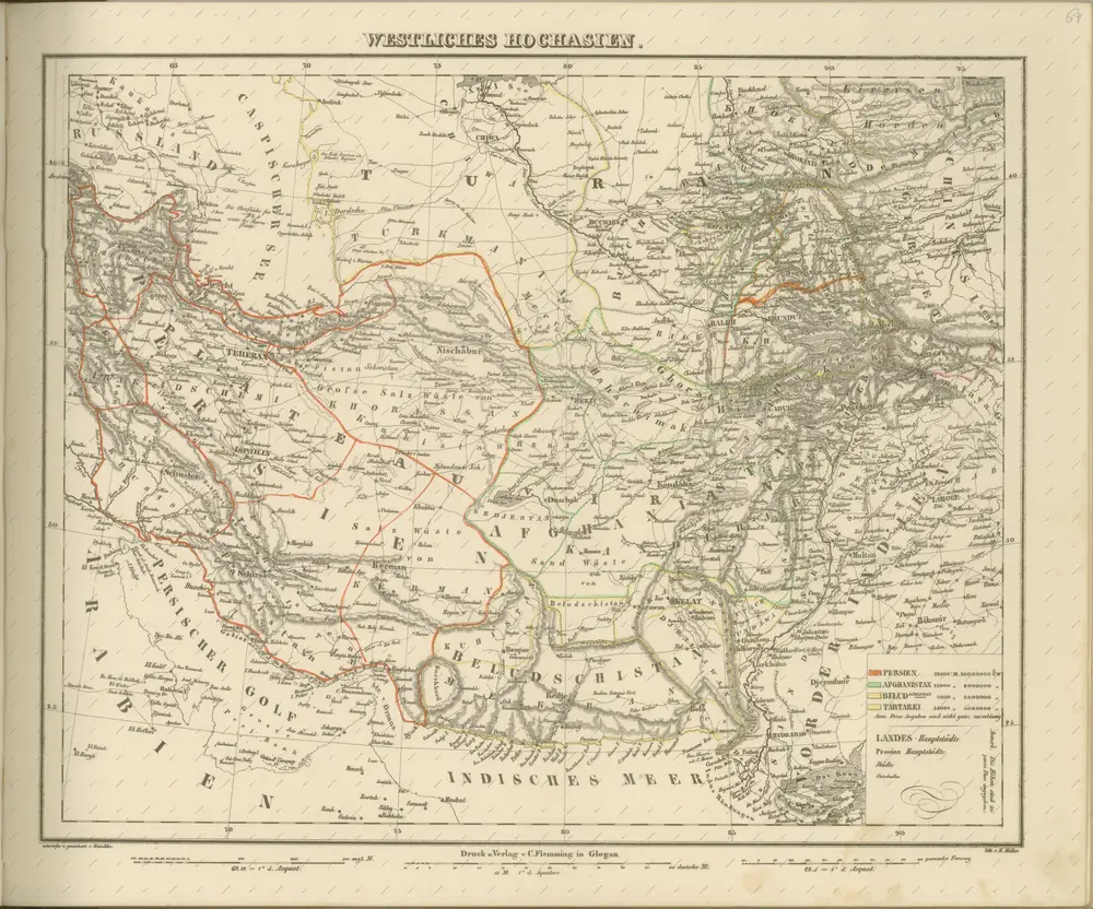 mapa z atlasu "Vollständiger Hand-Atlas der neueren Erdbeschreibung über alle Theile der Erde in 82 Blättern"