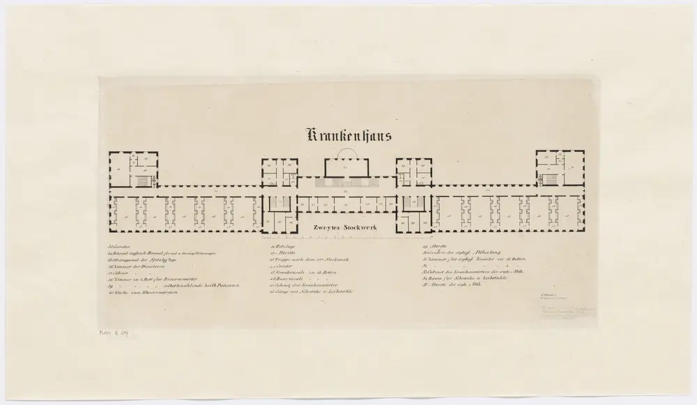 Fluntern: Projektiertes Kantonsspital, Hauptgebäude, 2. Stock; Grundriss