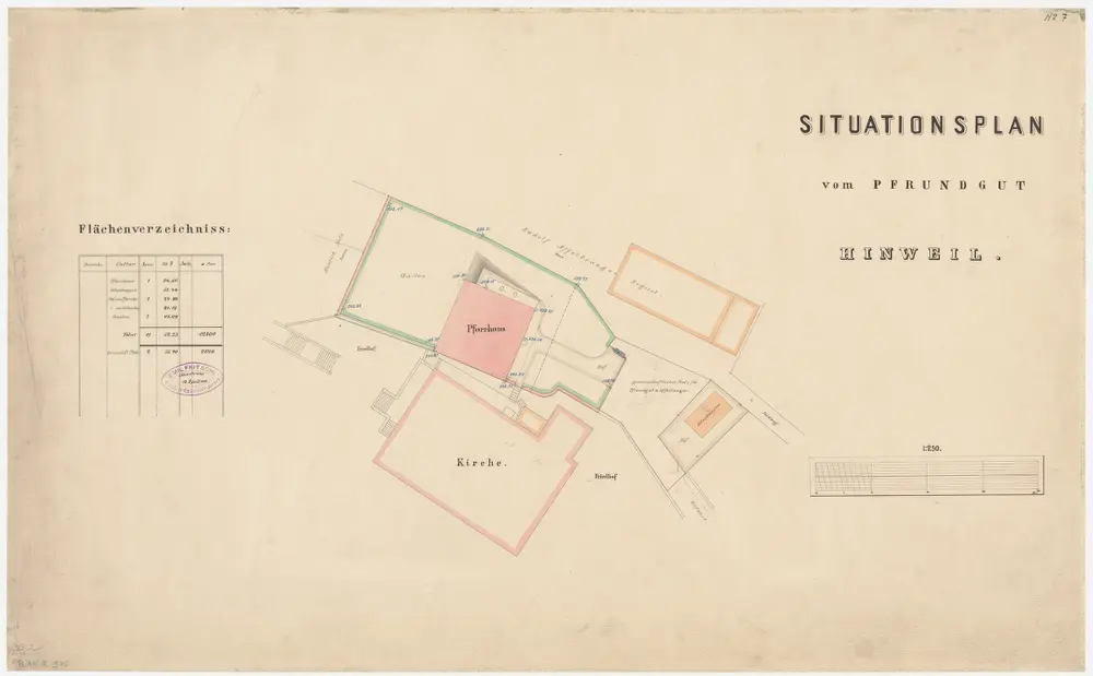 Hinwil: Pfrundgut mit Kirche und Pfarrhaus; Grundriss (Nr. 7)