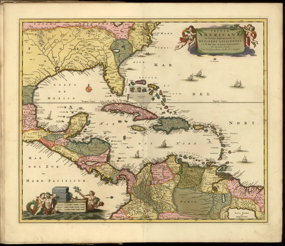 Atlas minor Sive totius orbis terrarum contracta delinea[ta] ex conatibus, mapa ze strany: [64]