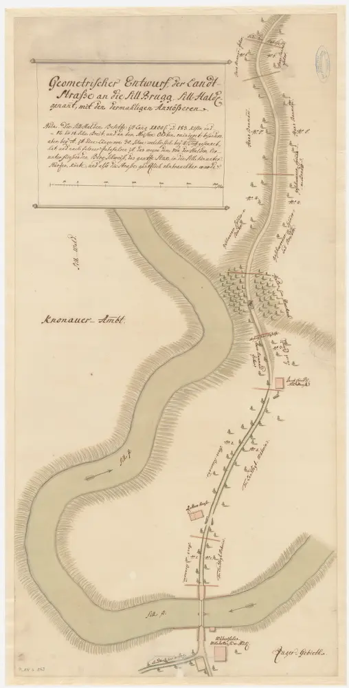 Hirzel, Neuheim ZG: Geometrischer Entwurf der Strasse von der Sihlhalde bis zur Grenze mit dem Kanton Zug bei Sihlbrugg; Situationsplan