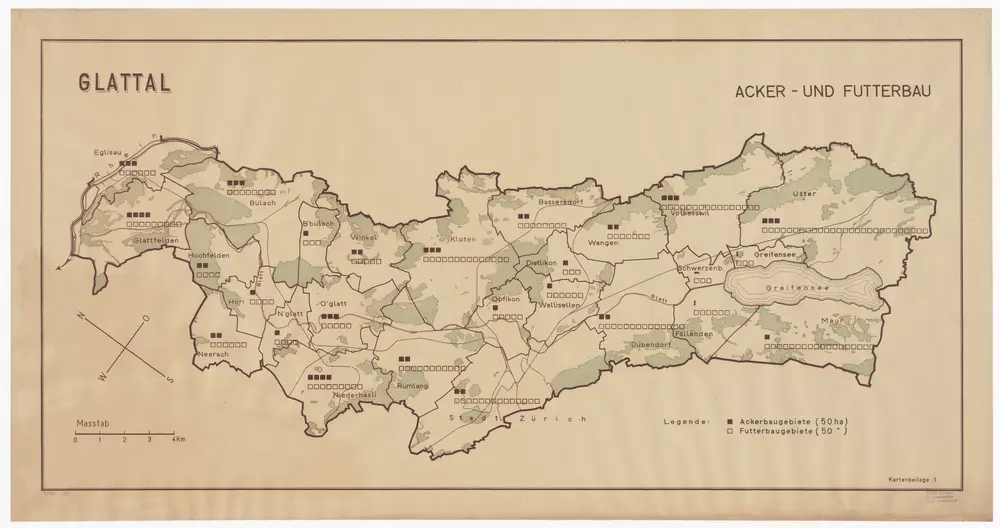 Fällanden bis Glattfelden: Melioration des ganzen Glatttals, Acker- und Futterbaugebiete; Übersichtsplan