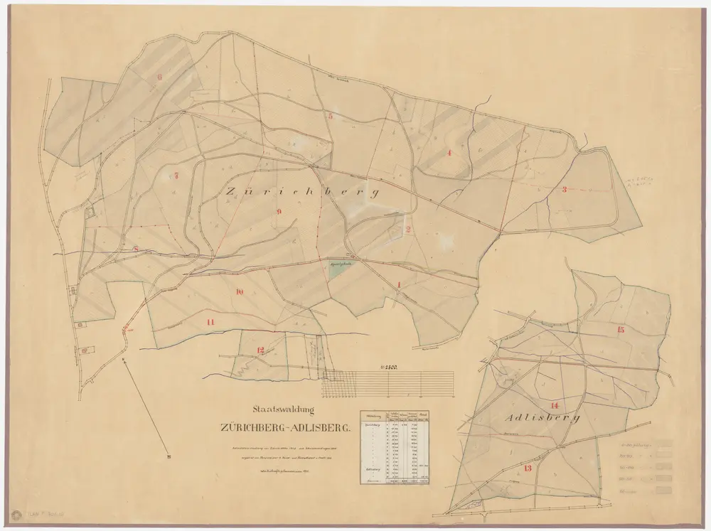 Hirslanden, Hottingen, Oberstrass, Schwamendingen, Zürich: Spital- und Staatswaldungen auf dem Zürichberg und dem Adlisberg: Zürich, Schwamendingen: Staatswaldungen Zürichberg und Adlisberg; Grundrisse