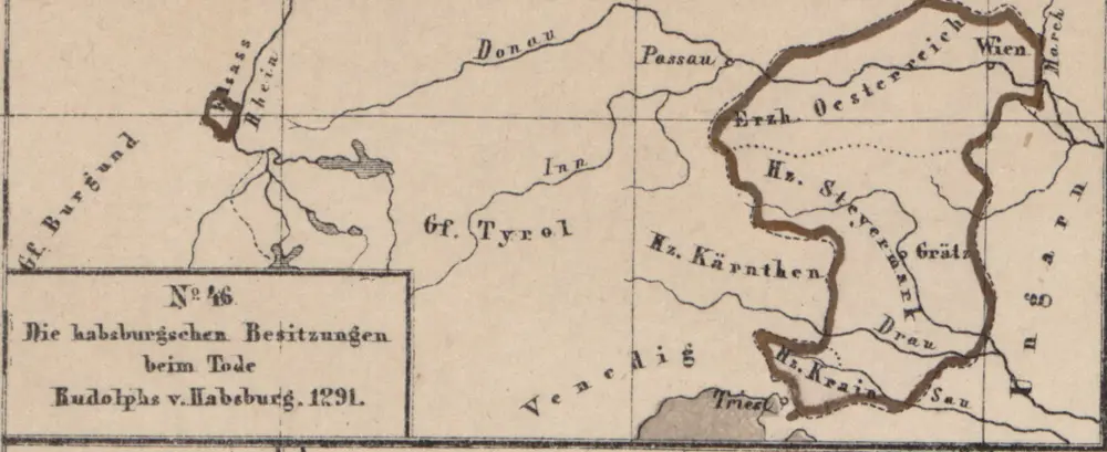 Die habsburgischen Besitzungen beim Tode Rudolphs v. Habsburg 1291