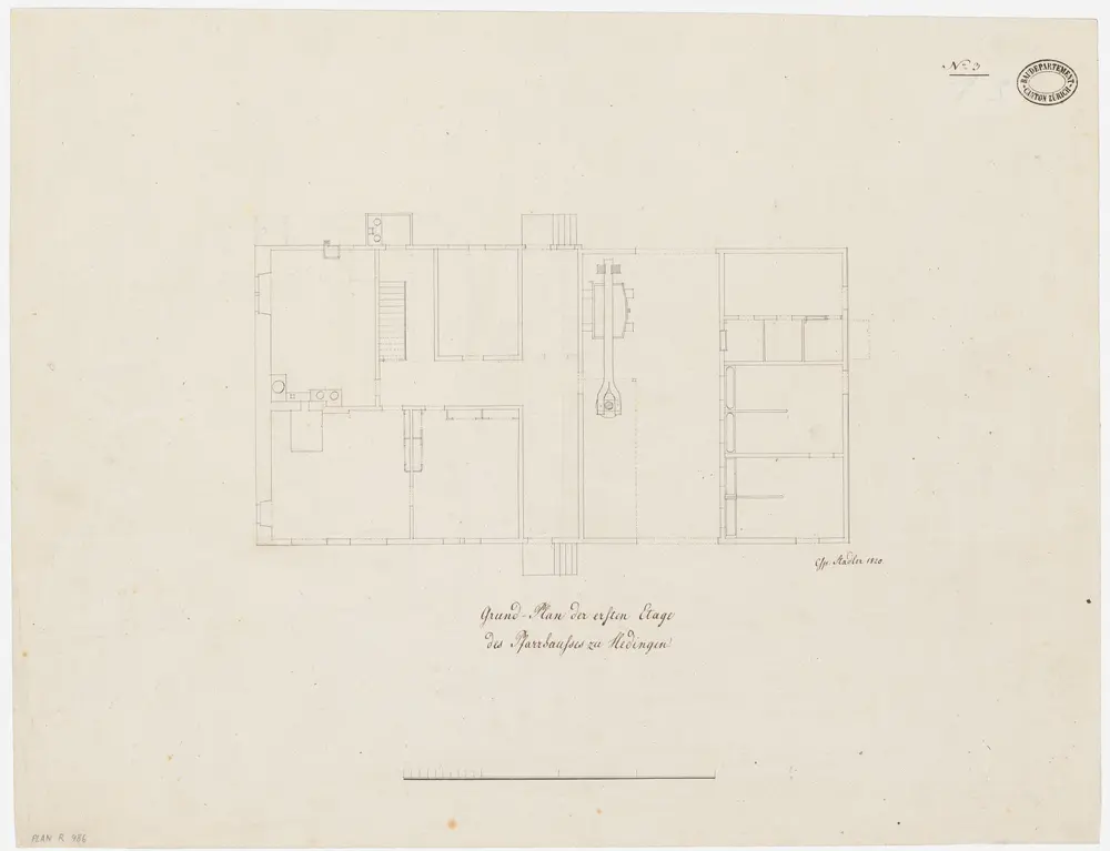 Hedingen: Pfarrhaus, 1. Stock; Grundriss (Nr. 3)