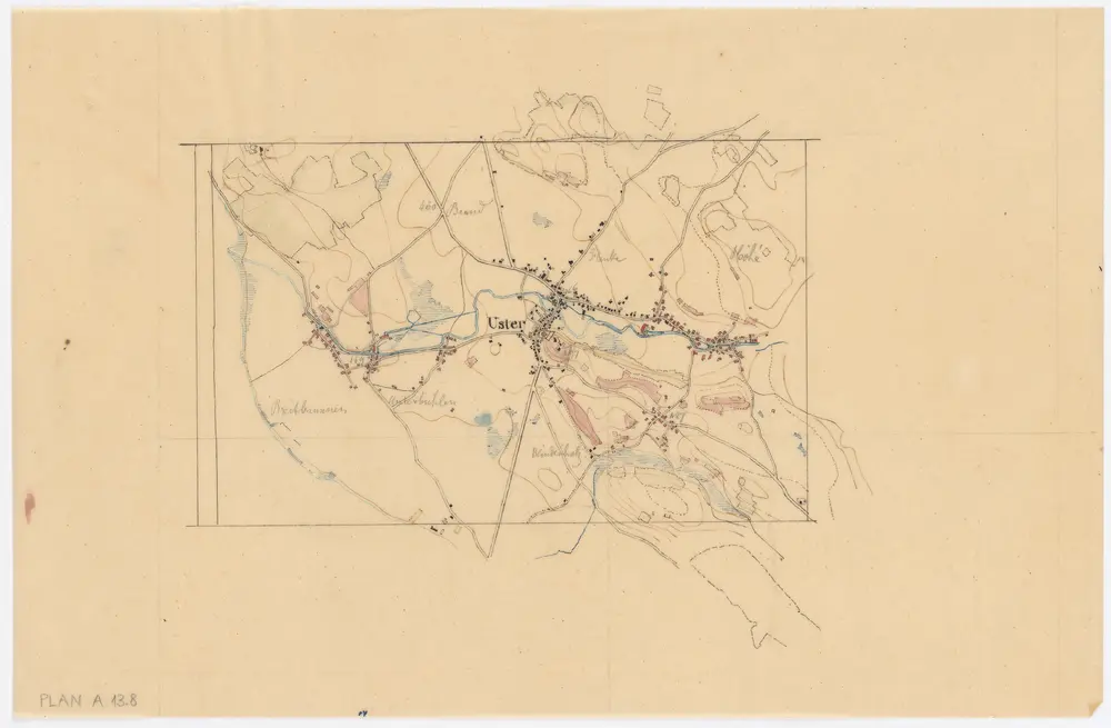 Vorlagen für die Topographische Karte des Kantons Zürich (Wild-Karte): Bezirk Uster: Kartenbild-Pause: Uster