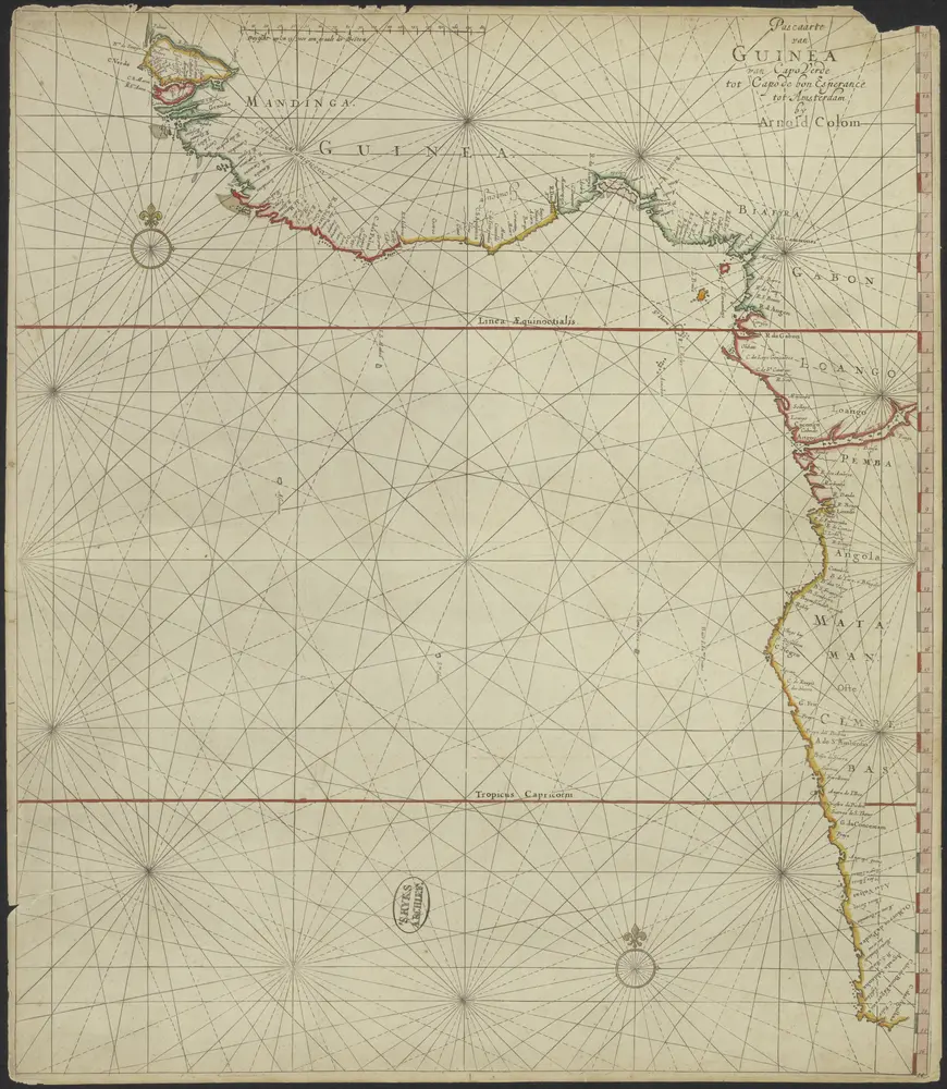 Verzameling losse bladen en kaarten afkomstig uit de Zee-Atlas, ofte Water-Wereldt. ... (etc.) door Arnold Colom.