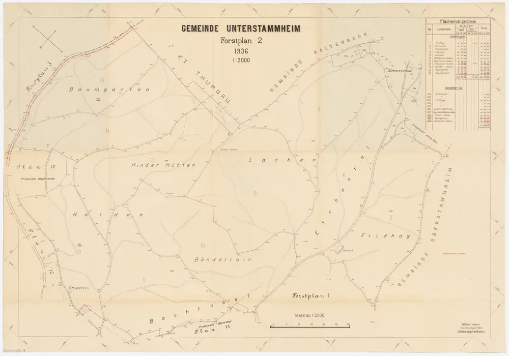 Unterstammheim: Gemeindewaldung: Gemeindewaldungen; Übersichtsplan (Forstplan 2)