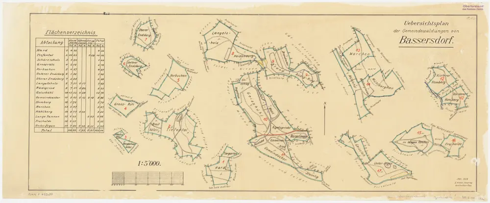 Bassersdorf: Gemeindewaldung: Gemeindewaldungen; Übersichtsplan