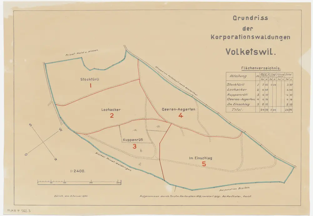 Volketswil: Genossenschaftswaldung: Kuppenrüti, Ischlag (Einschlag), Lochacher, Stockrüti, Geeren-Aegerten; Grundriss