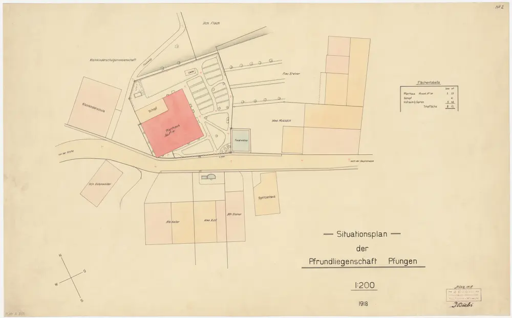 Pfungen: Pfrundliegenschaft mit Pfarrhaus und Umgebung; Grundriss (Nr. 2)