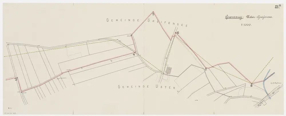 Grenze zwischen Uster und Greifensee; Grundriss (Nr. 2 a, Punkte 3-8)