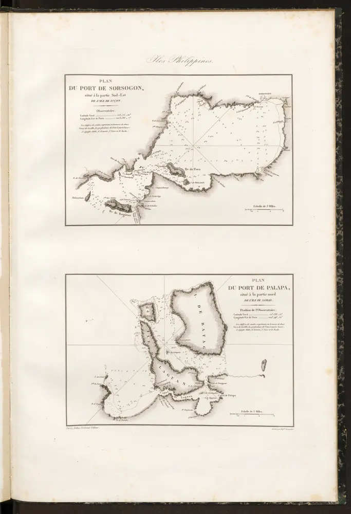 Plan du port de Sorsogon, situé à la partie Sud-Est de l'ile de Luçon.; Plan du port de Palapa, situé à la partie nord de l'ile de Samar.