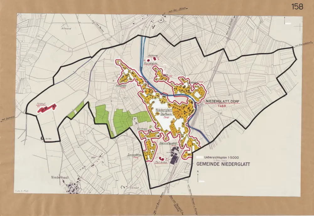 Niederglatt: Definition der Siedlungen für die eidgenössische Volkszählung am 01.12.1960; Siedlungskarte Nr. 158